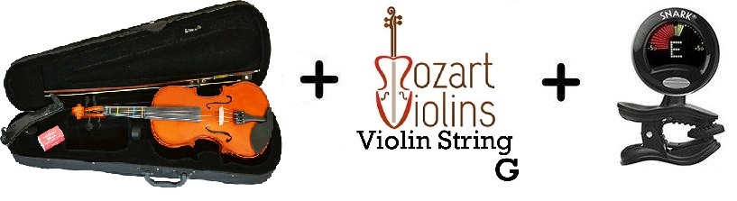4/4, 3/4, 1/2, or 1/4 Violin + Extra String Set + Digital Violin Tuner